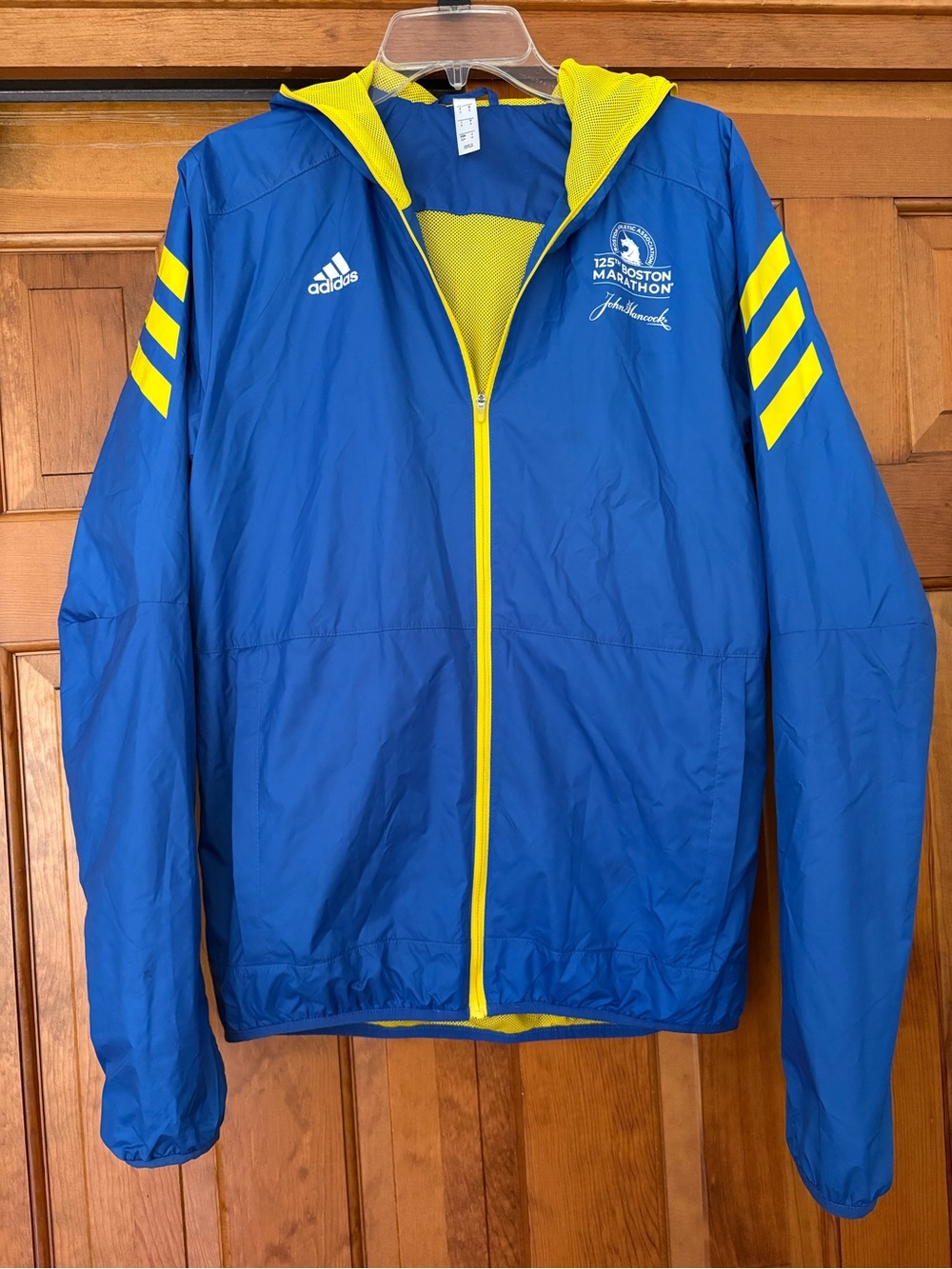 Adidas 125th Anniversary Boston Marathon Blue & Yellow Running Jacket S